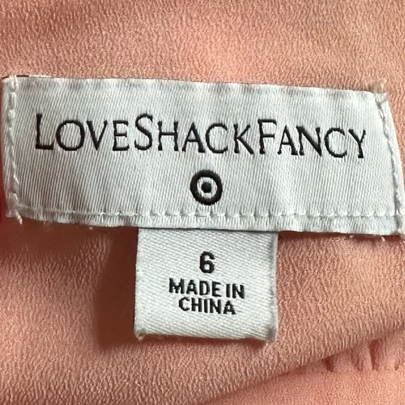 LoveShackFancy Pink Floral Puff Sleeve Chiffon Tiered Ruffle Midi Dress Size 6 - Picture 6 of 9